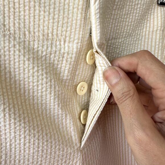 NWT Banana Republic Tan Seersucker Flat Front Wide Leg Trousers Pants Sz 14 Work - Picture 3 of 7